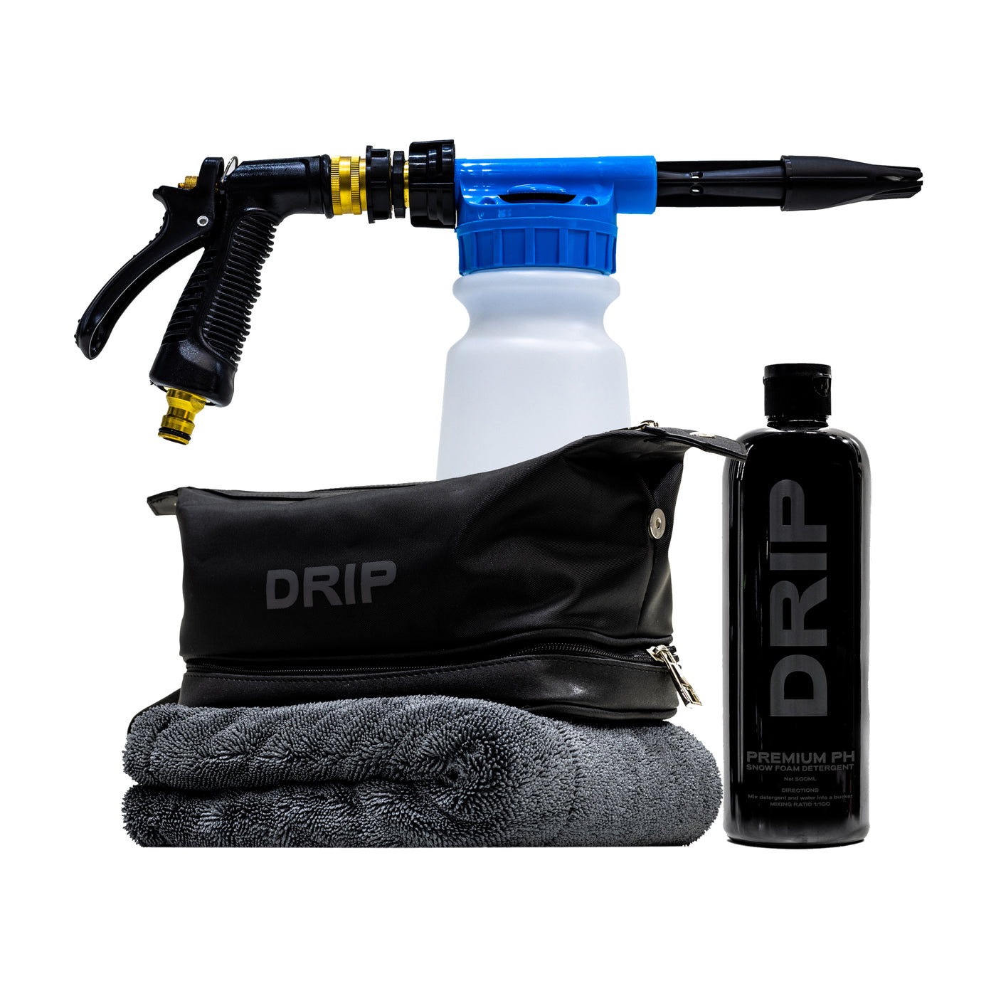 Premium Ph Snow Foam Detergent, Pressure Washer Snow foam Cannon, Micro Fibre Drying Towel, Plus Accessories Bag